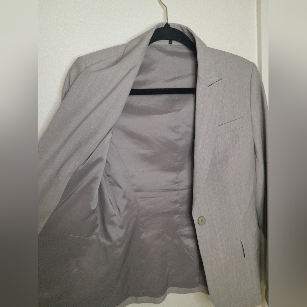 Theory Gray Wool Blend One-Button Blazer Women's Size 4 Fitted Jacket - Picture 3 of 5